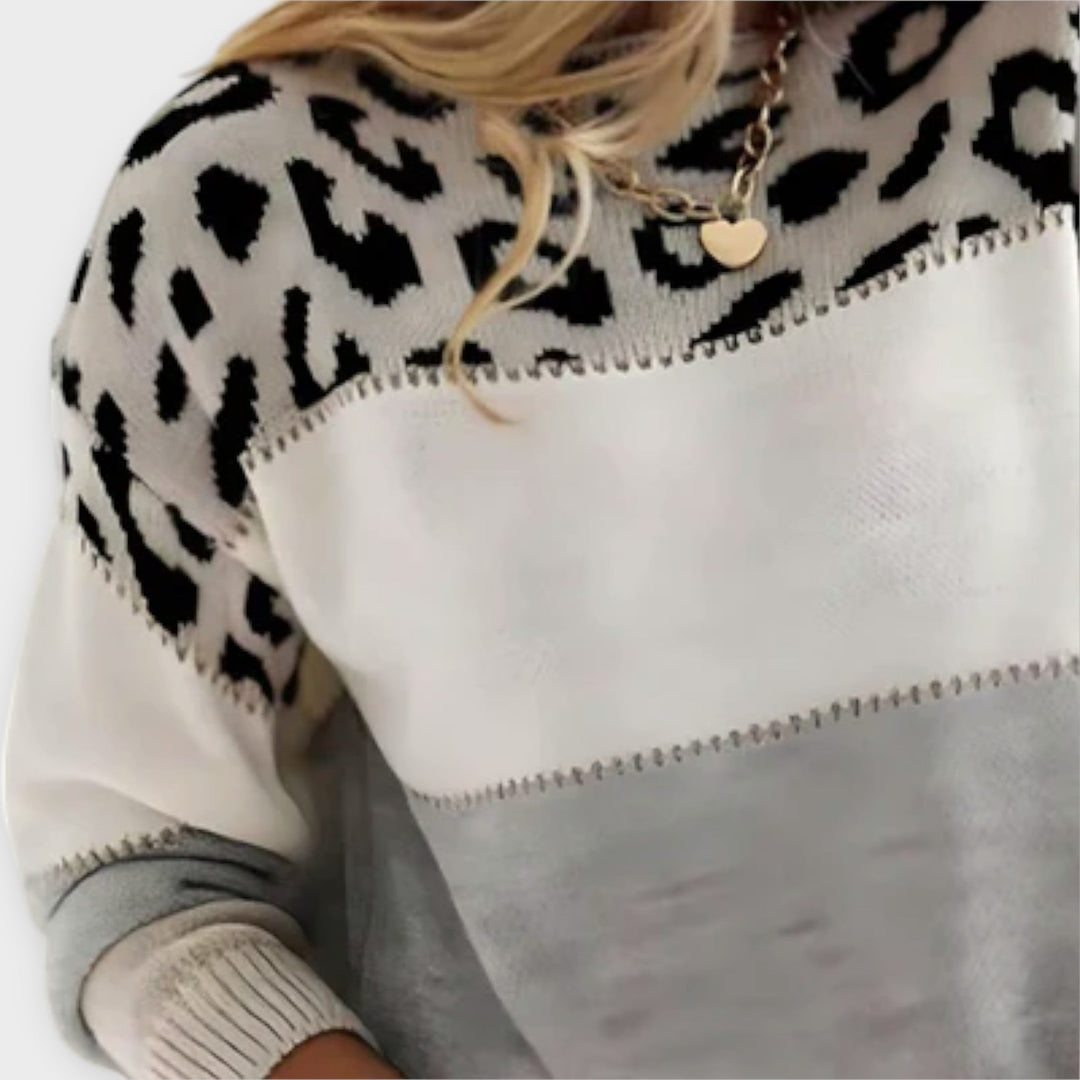 Cheyenne - Volný svetr s leopardím designem