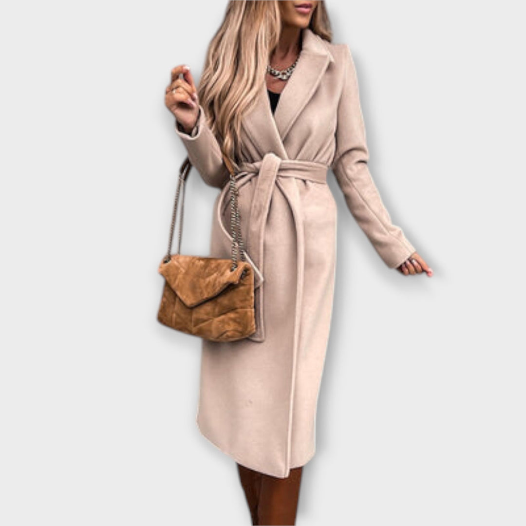 Eliza - Stylový dlouhý kabát s páskem