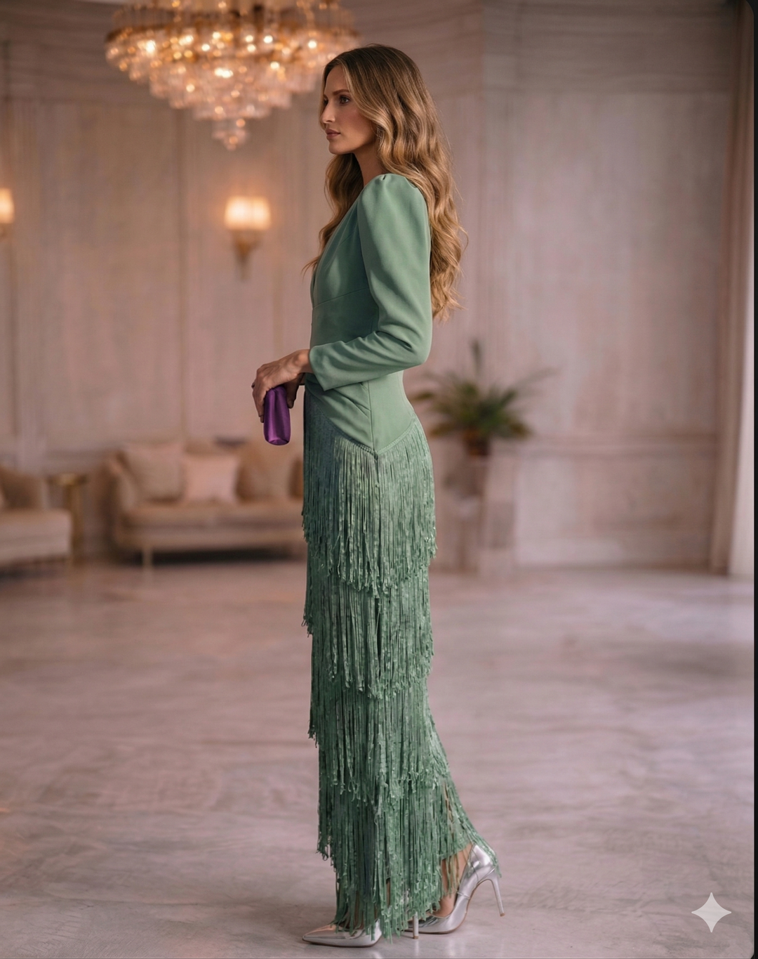 Velira – Elegantní midi šaty s třásněmi