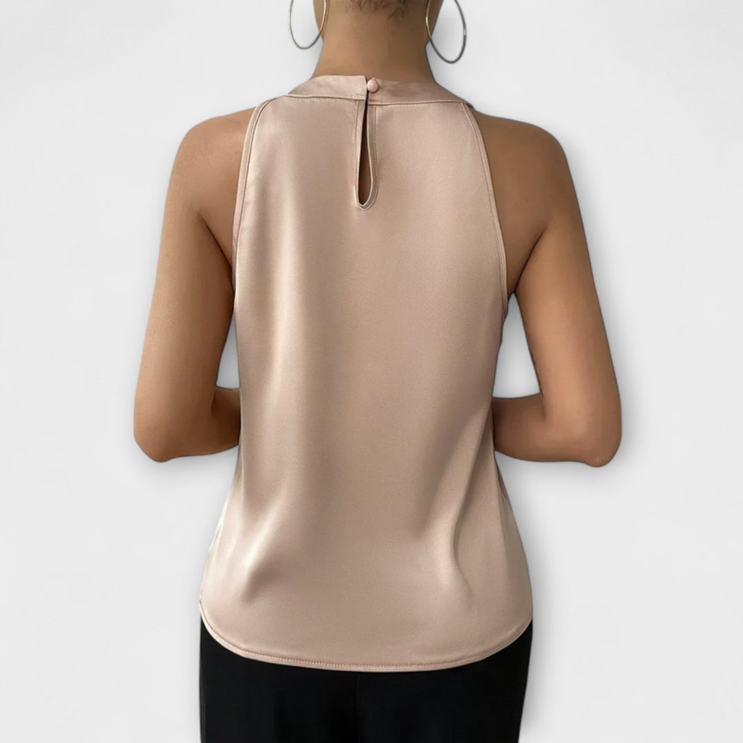 Skye - Elegantní saténová blůza s designem bez ramínek