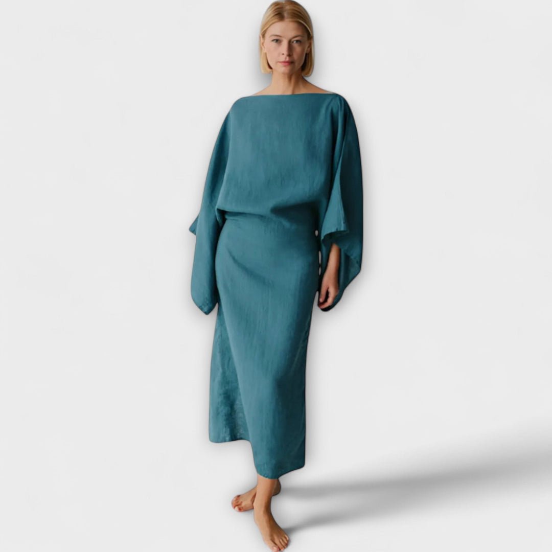 Dana - Kimono šaty vyrobené z lnu a bavlny