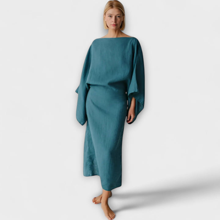 Dana - Kimono šaty vyrobené z lnu a bavlny